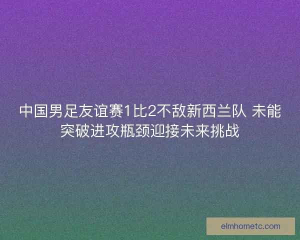 中国男足友谊赛1比2不敌新西兰队 未能突破进攻瓶颈迎接未来挑战